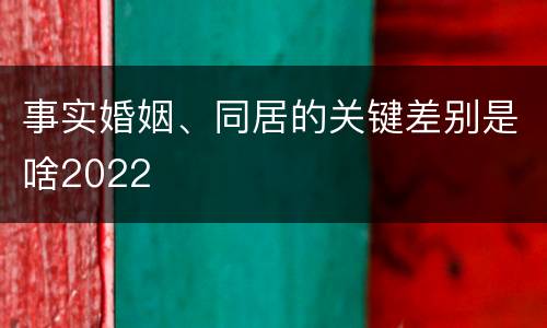 事实婚姻、同居的关键差别是啥2022