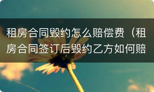 租房合同毁约怎么赔偿费（租房合同签订后毁约乙方如何赔偿）