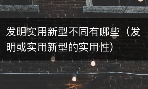 发明实用新型不同有哪些（发明或实用新型的实用性）