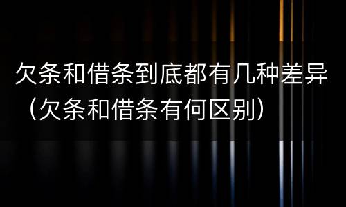 欠条和借条到底都有几种差异（欠条和借条有何区别）