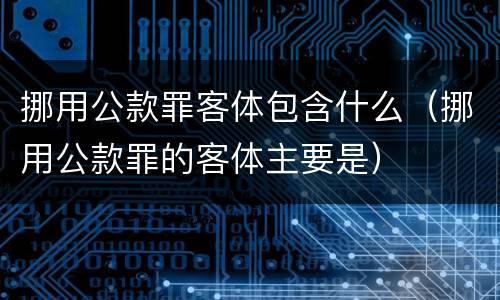 挪用公款罪客体包含什么（挪用公款罪的客体主要是）