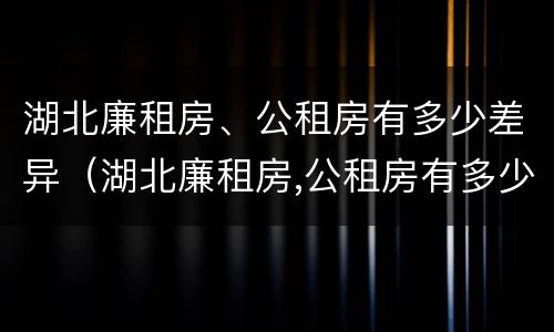 湖北廉租房、公租房有多少差异（湖北廉租房,公租房有多少差异啊）
