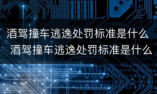 酒驾撞车逃逸处罚标准是什么 酒驾撞车逃逸处罚标准是什么呢