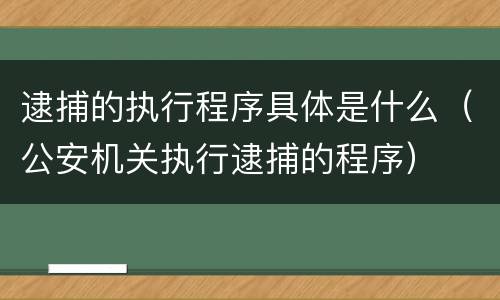 逮捕的执行程序具体是什么（公安机关执行逮捕的程序）