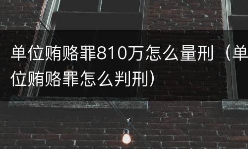 单位贿赂罪810万怎么量刑（单位贿赂罪怎么判刑）