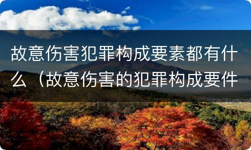 故意伤害犯罪构成要素都有什么（故意伤害的犯罪构成要件）