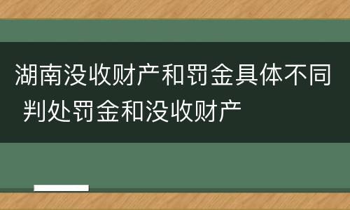 湖南没收财产和罚金具体不同 判处罚金和没收财产