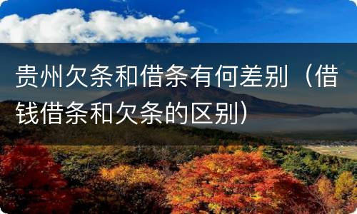贵州欠条和借条有何差别（借钱借条和欠条的区别）