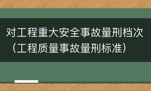 对工程重大安全事故量刑档次（工程质量事故量刑标准）