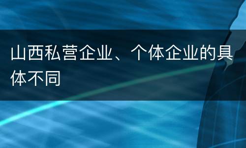 山西私营企业、个体企业的具体不同