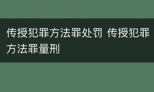传授犯罪方法罪处罚 传授犯罪方法罪量刑