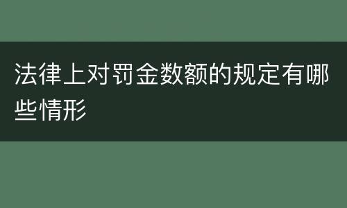 法律上对罚金数额的规定有哪些情形