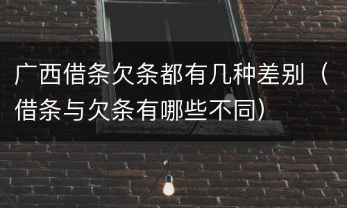 广西借条欠条都有几种差别（借条与欠条有哪些不同）