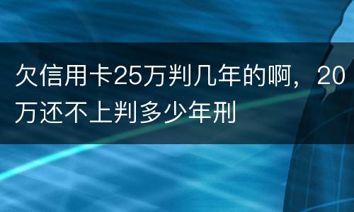 欠信用卡25万判几年的啊，20万还不上判多少年刑