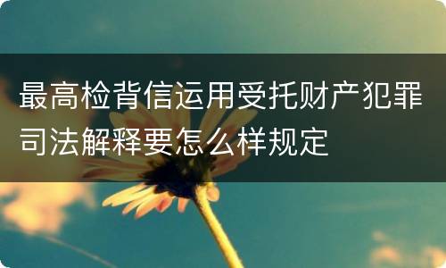 最高检背信运用受托财产犯罪司法解释要怎么样规定