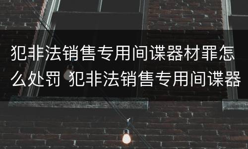 犯非法销售专用间谍器材罪怎么处罚 犯非法销售专用间谍器材罪怎么处罚的