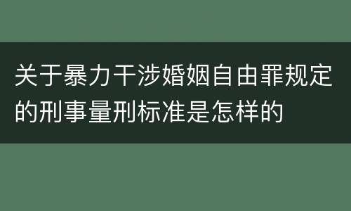 关于暴力干涉婚姻自由罪规定的刑事量刑标准是怎样的