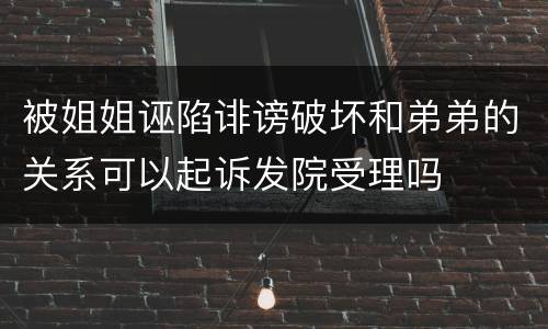 被姐姐诬陷诽谤破坏和弟弟的关系可以起诉发院受理吗
