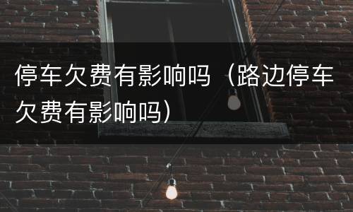 停车欠费有影响吗（路边停车欠费有影响吗）