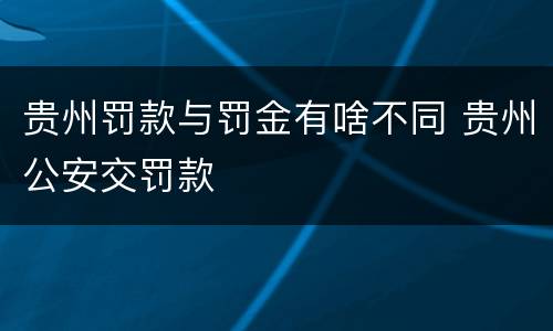 贵州罚款与罚金有啥不同 贵州公安交罚款