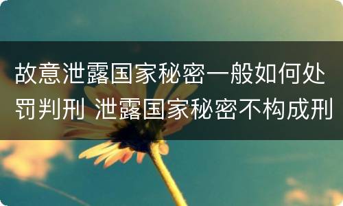 故意泄露国家秘密一般如何处罚判刑 泄露国家秘密不构成刑事处罚