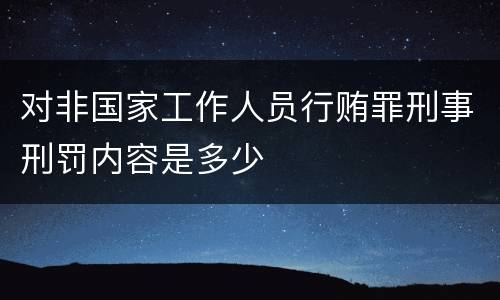 对非国家工作人员行贿罪刑事刑罚内容是多少