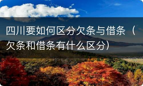 四川要如何区分欠条与借条（欠条和借条有什么区分）