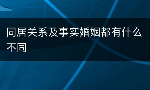 同居关系及事实婚姻都有什么不同