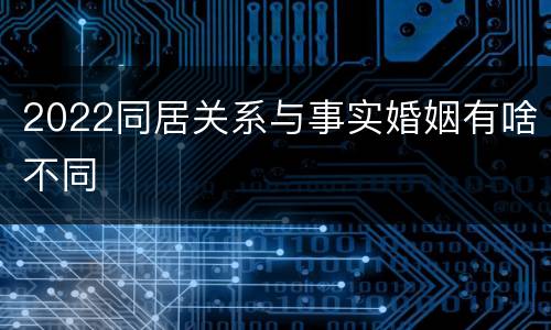 2022同居关系与事实婚姻有啥不同