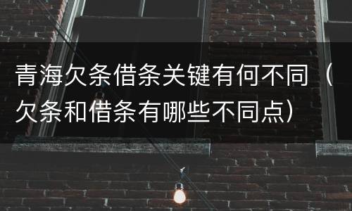 青海欠条借条关键有何不同(欠条和借条有哪些不同点)