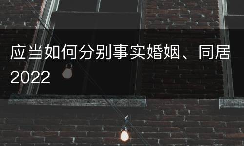 应当如何分别事实婚姻、同居2022
