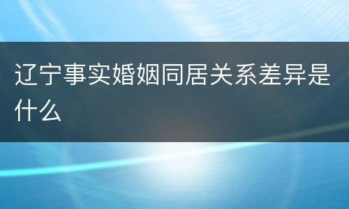 辽宁事实婚姻同居关系差异是什么