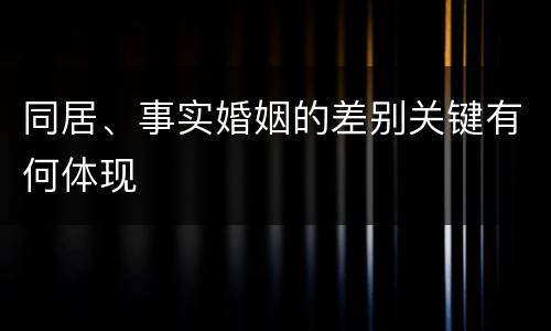 同居、事实婚姻的差别关键有何体现