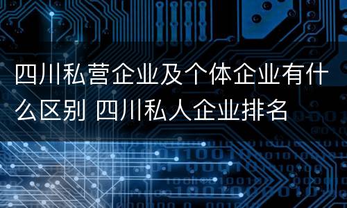 四川私营企业及个体企业有什么区别 四川私人企业排名