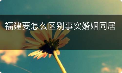 福建要怎么区别事实婚姻同居