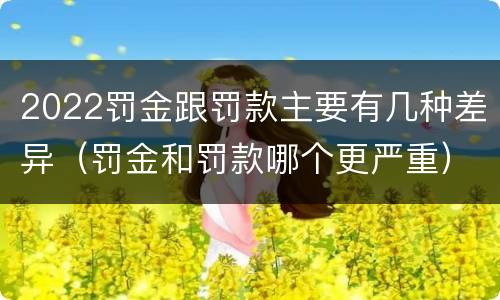 2022罚金跟罚款主要有几种差异（罚金和罚款哪个更严重）