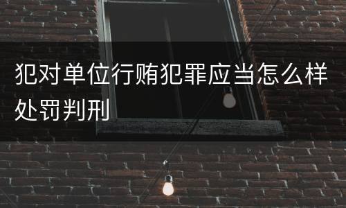 犯对单位行贿犯罪应当怎么样处罚判刑