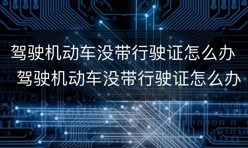驾驶机动车没带行驶证怎么办 驾驶机动车没带行驶证怎么办手续