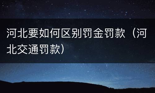 河北要如何区别罚金罚款（河北交通罚款）