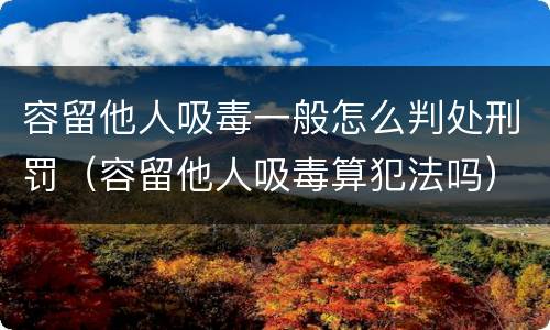 容留他人吸毒一般怎么判处刑罚（容留他人吸毒算犯法吗）