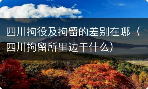 四川拘役及拘留的差别在哪（四川拘留所里边干什么）