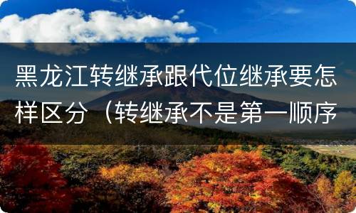 黑龙江转继承跟代位继承要怎样区分（转继承不是第一顺序继承吗）