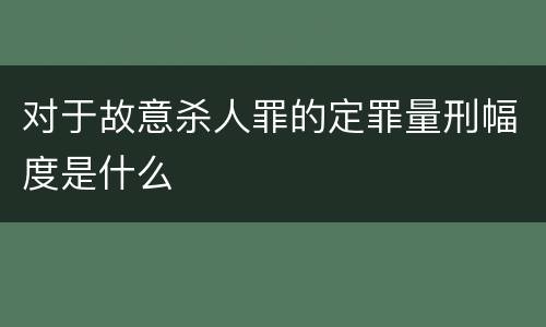 对于故意杀人罪的定罪量刑幅度是什么