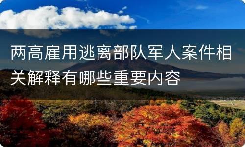 两高雇用逃离部队军人案件相关解释有哪些重要内容