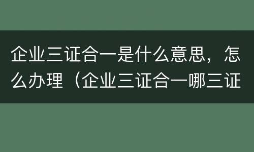 企业三证合一是什么意思，怎么办理（企业三证合一哪三证）
