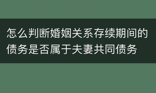 怎么判断婚姻关系存续期间的债务是否属于夫妻共同债务