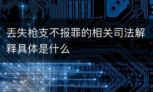 丢失枪支不报罪的相关司法解释具体是什么