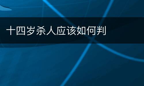 十四岁杀人应该如何判