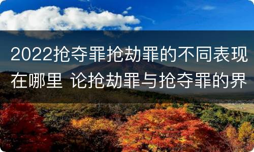 2022抢夺罪抢劫罪的不同表现在哪里 论抢劫罪与抢夺罪的界限
