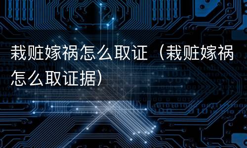 栽赃嫁祸怎么取证（栽赃嫁祸怎么取证据）